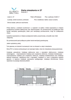 2 pokoje, apartament inwestycyjny 54,88 m², piętro 2, oferta nr 27, Klimaty Bałtyku, Dziwnów, ul. Daglezji 93-94