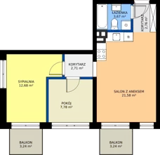 3 pokoje, mieszkanie 51,18 m², piętro 1, oferta nr 25, Światowida 61B, Warszawa, Białołęka, Tarchomin, ul. Światowida 61b
