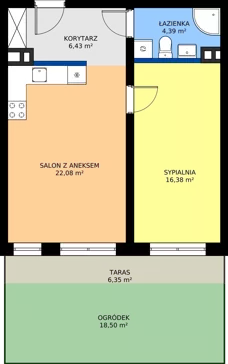 2 pokoje, mieszkanie 49,28 m², parter, oferta nr 20, Światowida 61B, Warszawa, Białołęka, Tarchomin, ul. Światowida 61b