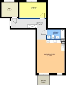 3 pokoje, mieszkanie 66,06 m², piętro 1, oferta nr 23, Światowida 61B, Warszawa, Białołęka, Tarchomin, ul. Światowida 61b