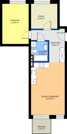 3 pokoje, mieszkanie 56,02 m², piętro 3, oferta nr 16, Światowida 61B, Warszawa, Białołęka, Tarchomin, ul. Światowida 61b