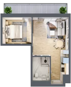 2 pokoje, apartament inwestycyjny 34,54 m², piętro 1, oferta nr 101, ApartMare, Mrzeżyno, ul. Nadmorska 14