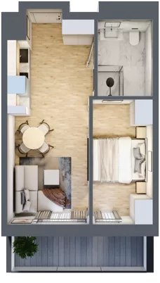 1 pokój, apartament inwestycyjny 32,15 m², parter, oferta nr 009, ApartMare, Mrzeżyno, ul. Nadmorska 14