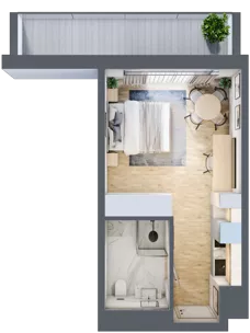 1 pokój, apartament inwestycyjny 25,67 m², parter, oferta nr 001, ApartMare, Mrzeżyno, ul. Nadmorska 14