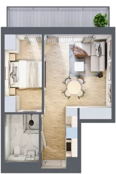 1 pokój, apartament inwestycyjny 34,49 m², piętro 1, oferta nr 117, ApartMare, Mrzeżyno, ul. Nadmorska 14