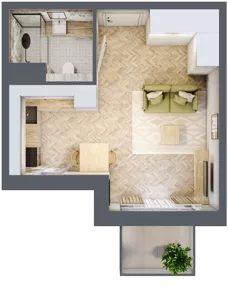 1 pokój, mieszkanie 26,85 m², piętro 1, oferta nr A305, Osiedle Kompas, Gdańsk, Orunia Górna-Gdańsk Południe, Maćkowy, ul. Czerska 35