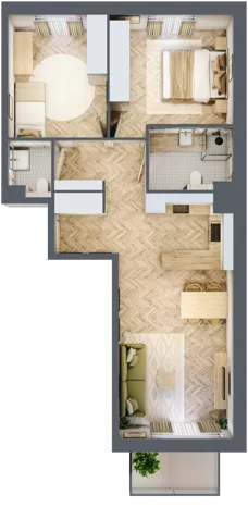 3 pokoje, mieszkanie 63,60 m², piętro 1, oferta nr A107, Osiedle Kompas, Gdańsk, Orunia Górna-Gdańsk Południe, Maćkowy, ul. Czerska 35