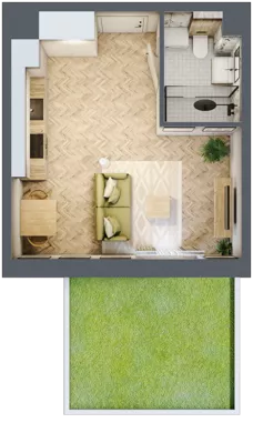 1 pokój, mieszkanie 25,99 m², parter, oferta nr A104, Osiedle Kompas, Gdańsk, Orunia Górna-Gdańsk Południe, Maćkowy, ul. Czerska 35