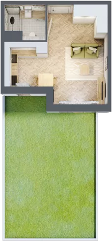 1 pokój, mieszkanie 26,85 m², parter, oferta nr A301, Osiedle Kompas, Gdańsk, Orunia Górna-Gdańsk Południe, Maćkowy, ul. Czerska 35