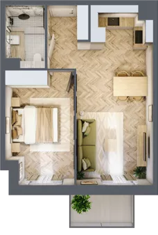 2 pokoje, mieszkanie 41,22 m², piętro 4, oferta nr C90, Osiedle Kompas, Gdańsk, Orunia Górna-Gdańsk Południe, Maćkowy, ul. Czerska 35