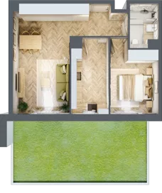 2 pokoje, mieszkanie 48,73 m², parter, oferta nr C26, Osiedle Kompas, Gdańsk, Orunia Górna-Gdańsk Południe, Maćkowy, ul. Czerska 35