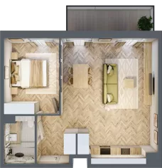 2 pokoje, mieszkanie 50,97 m², piętro 2, oferta nr C62, Osiedle Kompas, Gdańsk, Orunia Górna-Gdańsk Południe, Maćkowy, ul. Czerska 35