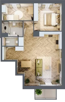 3 pokoje, mieszkanie 66,28 m², piętro 2, oferta nr C15, Osiedle Kompas, Gdańsk, Orunia Górna-Gdańsk Południe, Maćkowy, ul. Czerska 35