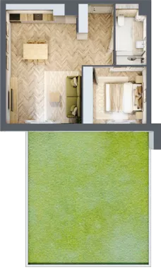 2 pokoje, mieszkanie 44,54 m², parter, oferta nr C39, Osiedle Kompas, Gdańsk, Orunia Górna-Gdańsk Południe, Maćkowy, ul. Czerska 35