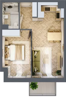 2 pokoje, mieszkanie 41,22 m², piętro 1, oferta nr C52, Osiedle Kompas, Gdańsk, Orunia Górna-Gdańsk Południe, Maćkowy, ul. Czerska 35