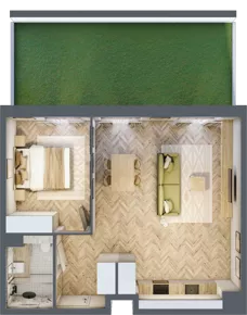 2 pokoje, mieszkanie 50,97 m², parter, oferta nr C34, Osiedle Kompas, Gdańsk, Orunia Górna-Gdańsk Południe, Maćkowy, ul. Czerska 35