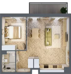 2 pokoje, mieszkanie 50,97 m², piętro 1, oferta nr C48, Osiedle Kompas, Gdańsk, Orunia Górna-Gdańsk Południe, Maćkowy, ul. Czerska 35