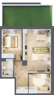 3 pokoje, mieszkanie 53,96 m², parter, oferta nr C35, Osiedle Kompas, Gdańsk, Orunia Górna-Gdańsk Południe, Maćkowy, ul. Czerska 35