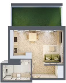 1 pokój, mieszkanie 25,02 m², parter, oferta nr C31, Osiedle Kompas, Gdańsk, Orunia Górna-Gdańsk Południe, Maćkowy, ul. Czerska 35