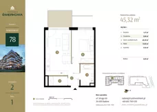 2 pokoje, mieszkanie 45,32 m², piętro 1, oferta nr M.78, Rezydencja Świerkowa etap II, Radom, Idalin, ul. Świerkowa