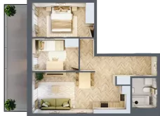 3 pokoje, mieszkanie 52,83 m², parter, oferta nr 5, Rezydencja Świerkowa, Radom, Idalin, ul. Świerkowa 47