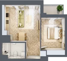 2 pokoje, mieszkanie 45,27 m², piętro 6, oferta nr M100, Sky Trust II , Kielce, Bocianek, al. Solidarności / ul. Świętokrzyska