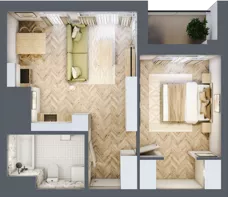 2 pokoje, mieszkanie 44,02 m², piętro 13, oferta nr M174, Sky Trust II , Kielce, Bocianek, al. Solidarności / ul. Świętokrzyska