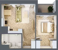 2 pokoje, mieszkanie 41,77 m², piętro 14, oferta nr M183, Sky Trust II , Kielce, Bocianek, al. Solidarności / ul. Świętokrzyska