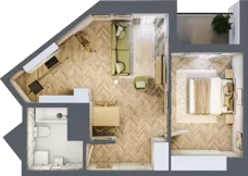 2 pokoje, mieszkanie 45,67 m², piętro 15, oferta nr M188, Sky Trust II , Kielce, Bocianek, al. Solidarności / ul. Świętokrzyska