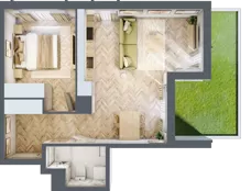 2 pokoje, mieszkanie 44,83 m², parter, oferta nr C, Dzielnica Trust etap II, Kielce, Na Stoku, ul. Gen. Władysława Sikorskiego