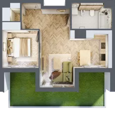 2 pokoje, mieszkanie 43,01 m², parter, oferta nr C, Dzielnica Trust etap II, Kielce, Na Stoku, ul. Gen. Władysława Sikorskiego