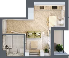 1 pokój, mieszkanie 25,93 m², piętro 3, oferta nr C, Dzielnica Trust etap II, Kielce, Na Stoku, ul. Gen. Władysława Sikorskiego
