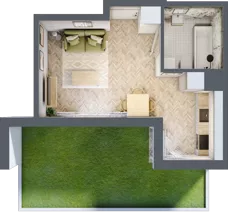 1 pokój, mieszkanie 25,94 m², parter, oferta nr D, Dzielnica Trust etap II, Kielce, Na Stoku, ul. Gen. Władysława Sikorskiego