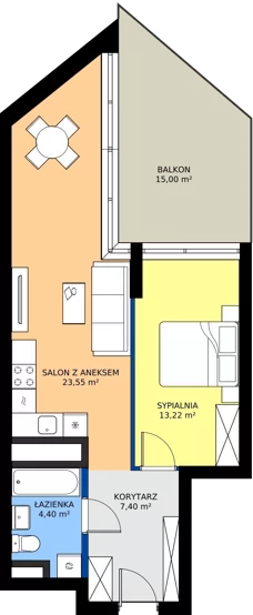 2 pokoje, apartament 48,57 m², piętro 14, oferta nr M.221, Nowa Gwiazda, Katowice, Zawodzie, ul. Bogucicka