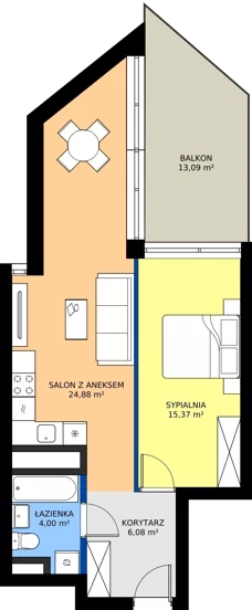 2 pokoje, apartament 50,33 m², piętro 13, oferta nr M.202, Nowa Gwiazda, Katowice, Zawodzie, ul. Bogucicka