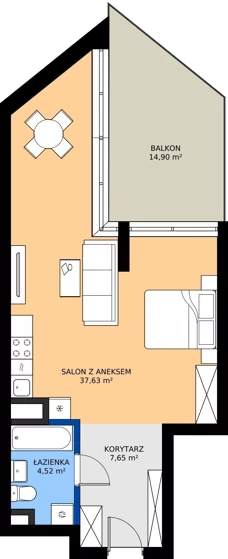 1 pokój, apartament 49,80 m², piętro 1, oferta nr M.19, Nowa Gwiazda, Katowice, Zawodzie, ul. Bogucicka