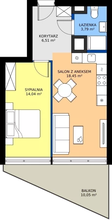 2 pokoje, apartament 42,79 m², piętro 1, oferta nr M.02, Nowa Gwiazda, Katowice, Zawodzie, ul. Bogucicka