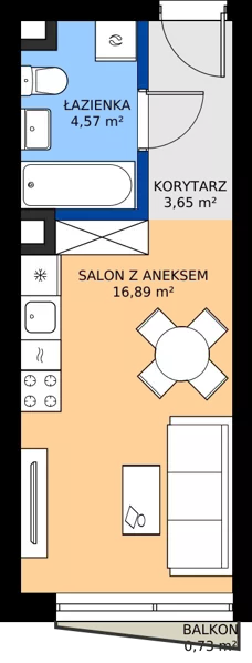 1 pokój, apartament 25,11 m², piętro 1, oferta nr M.15, Nowa Gwiazda, Katowice, Zawodzie, ul. Bogucicka