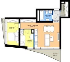 3 pokoje, apartament 55,41 m², piętro 4, oferta nr M.65, Nowa Gwiazda, Katowice, Zawodzie, ul. Bogucicka