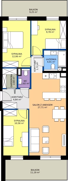4 pokoje, mieszkanie 75,12 m², piętro 2, oferta nr M43, Massalskiego Trust, Kielce, Ślichowice, ul. Massalskiego