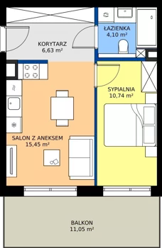 2 pokoje, mieszkanie 36,92 m², piętro 2, oferta nr M41, Massalskiego Trust, Kielce, Ślichowice, ul. Massalskiego