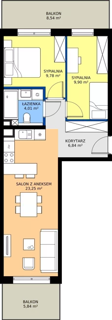 3 pokoje, mieszkanie 53,78 m², piętro 1, oferta nr M10, Massalskiego Trust, Kielce, Ślichowice, ul. Massalskiego