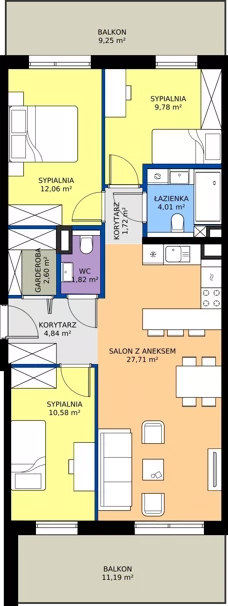4 pokoje, mieszkanie 75,12 m², piętro 1, oferta nr M37, Massalskiego Trust, Kielce, Ślichowice, ul. Massalskiego