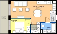 2 pokoje, mieszkanie 43,88 m², piętro 3, oferta nr M45, Massalskiego Trust, Kielce, Ślichowice, ul. Massalskiego