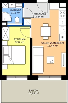 2 pokoje, mieszkanie 32,43 m², piętro 1, oferta nr M9, Massalskiego Trust, Kielce, Ślichowice, ul. Massalskiego
