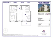 2 pokoje, mieszkanie 53,53 m², piętro 1, oferta nr 11, Osiedle Janowiecka 27, Warszawa, Targówek, Elsnerów, ul. Janowiecka 27