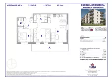 3 pokoje, mieszkanie 62,10 m², piętro 1, oferta nr 36, Osiedle Janowiecka 27, Warszawa, Targówek, Elsnerów, ul. Janowiecka 27