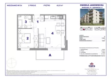 2 pokoje, mieszkanie 40,01 m², piętro 1, oferta nr 54, Osiedle Janowiecka 27, Warszawa, Targówek, Elsnerów, ul. Janowiecka 27