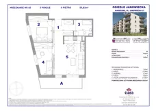 3 pokoje, mieszkanie 55,83 m², piętro 2, oferta nr 60, Osiedle Janowiecka 27, Warszawa, Targówek, Elsnerów, ul. Janowiecka 27