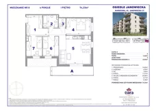 4 pokoje, mieszkanie 74,33 m², piętro 1, oferta nr 8, Osiedle Janowiecka 27, Warszawa, Targówek, Elsnerów, ul. Janowiecka 27